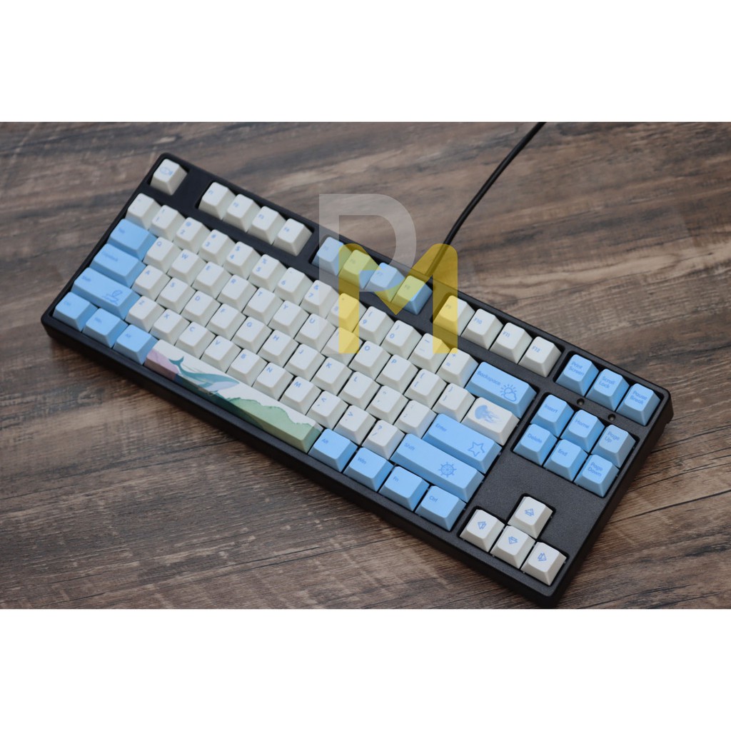 Keycap PBT Biển xanh dyesub in 5 mặt Cao cấp gắn full phím 110 PCMASTER