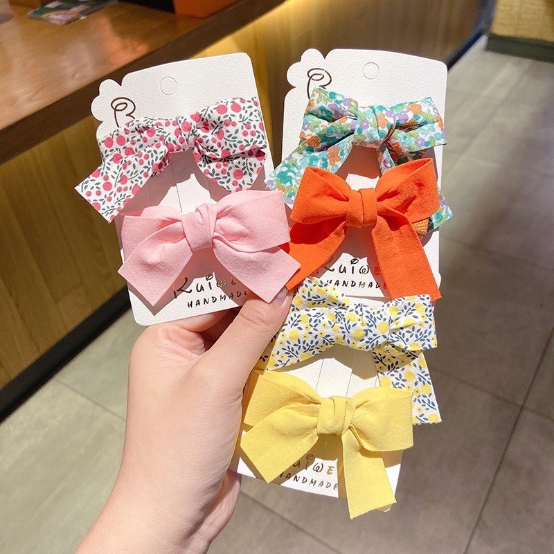 Set 2 Kẹp Tóc Nơ Xinh Xắn Dành Cho Bé Gái
