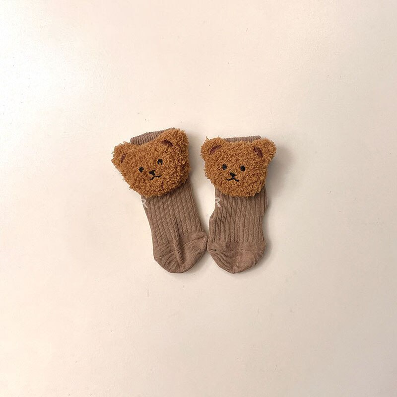 Đôi Vớ Cotton Dày Mềm Ấm Áp In Hình Gấu Bông Dễ Thương Cho Bé