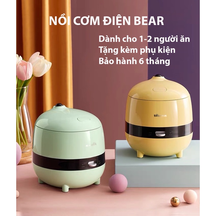 Nồi cơm điện mini BEAR dành cho 1-2 người ăn - Nhỏ gọn - Tiện ích - Công suất 350W - Dung tích 1.2L - Bảo hành 6 tháng