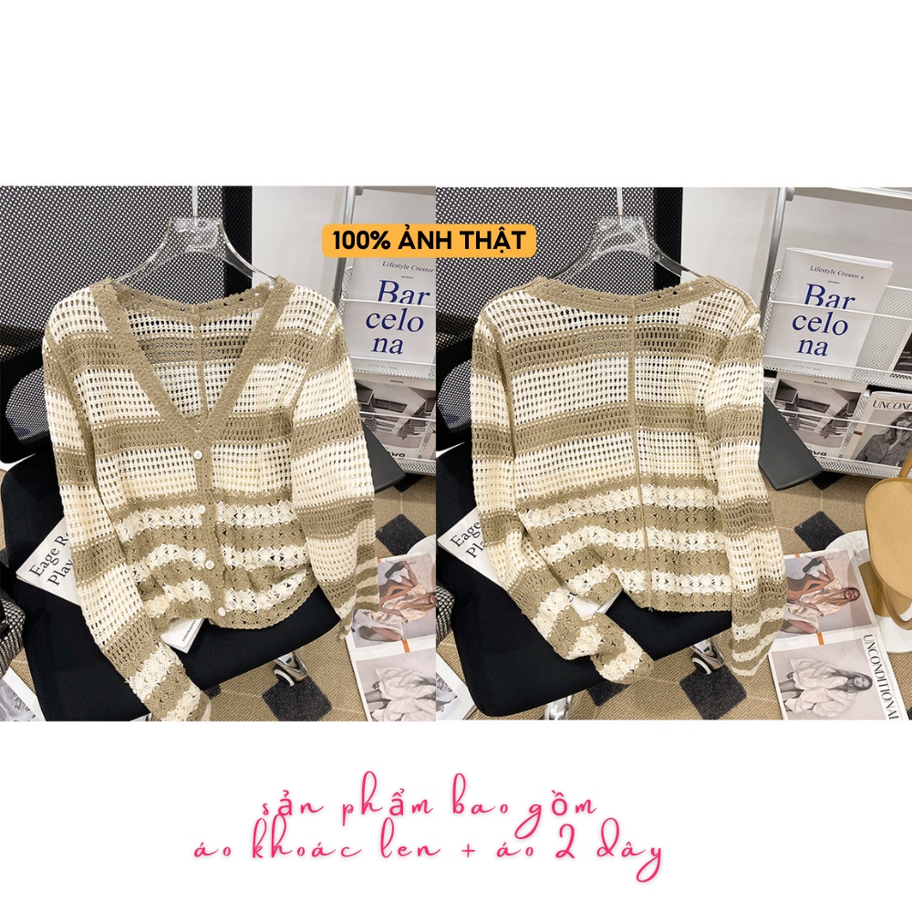 Set áo len lưới Juss Official Chất Lưới Đan Chắc Chắn Gồm áo khoác và áo 2 dây bên trong siêu xinh