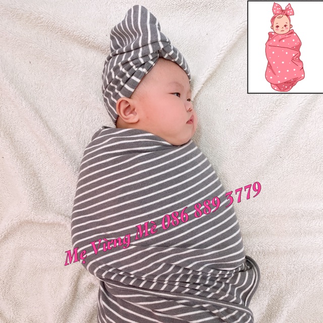 Quấn chũn vải cotton chống giật mình cho bé sơ sinh