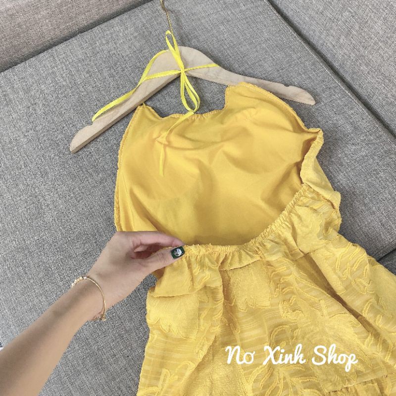 Váy Maxi Yếm Ren Hoa Nổi Cao Cấp ❣