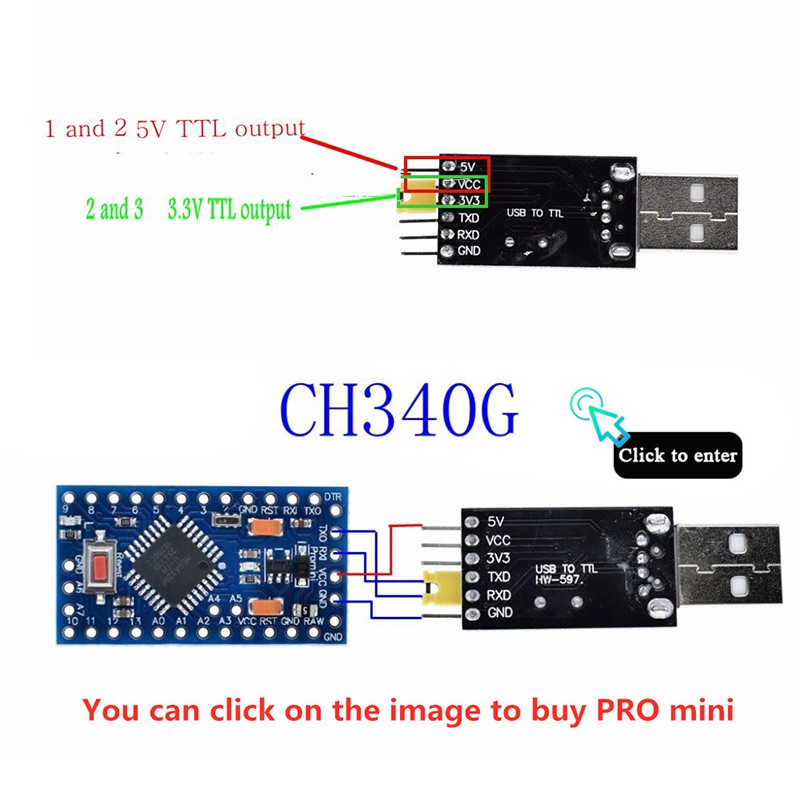 1PCS USB to TTL Converter UART Module CH340G CH340 3.3V 5V Switch CH340 Module USB to TTL CH340G Upgrade Download A Small Wire Brush Plate STC Microcontroller Board USB to Serial