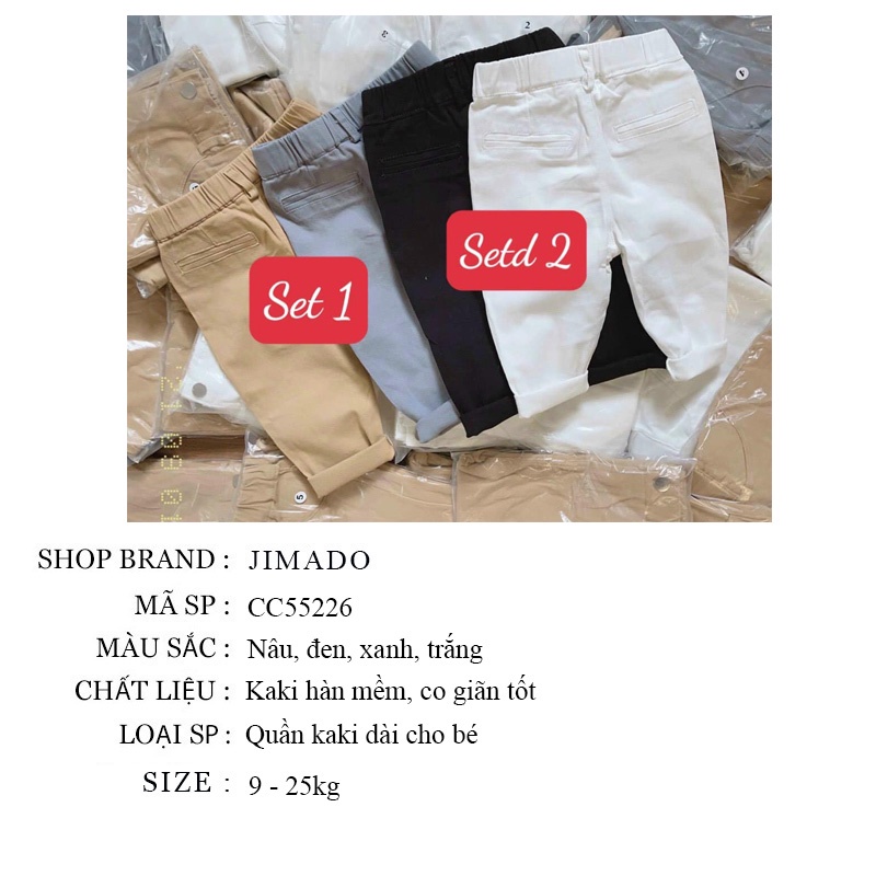 Quần dài kaki cho bé trai loại 1 cúc đẹp dày dặn hàng xuất dư cao cấp JIMADO CC55226
