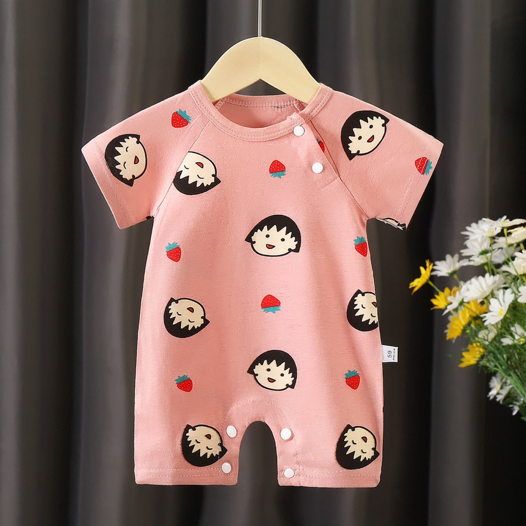 baby cotton one-piece Ngắn- Bộ đồ ngủ trẻ em có tay romper mùa hè 0-2 tuổi cho bé sơ sinh và mặc nhà