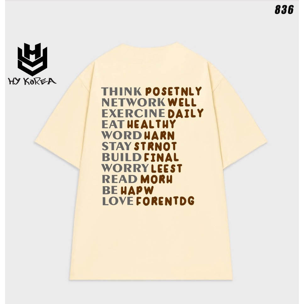 Áo phông form rộng nam nữ tay lỡ Nhiều chữ 836 HY KOREA