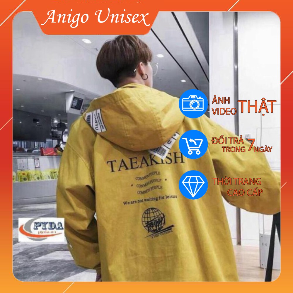 Áo khoác nam nữ chất Kaki unisex form rộng in chữ TAKESHI ANIGO UNISEX