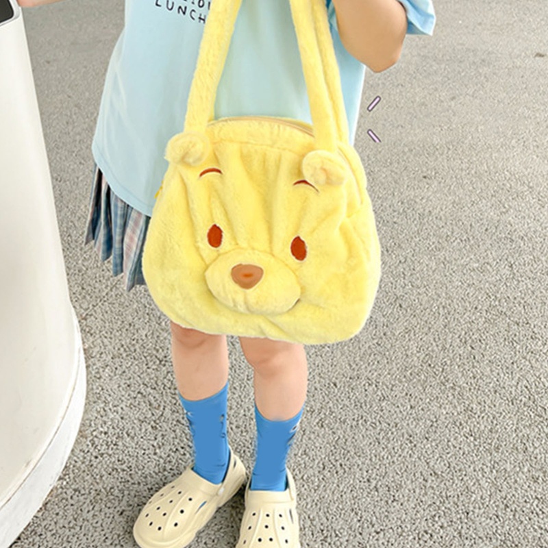 Túi Tote Đeo Vai Hình Gấu Bông Màu Vàng Dễ Thương Cho Bé Gái
