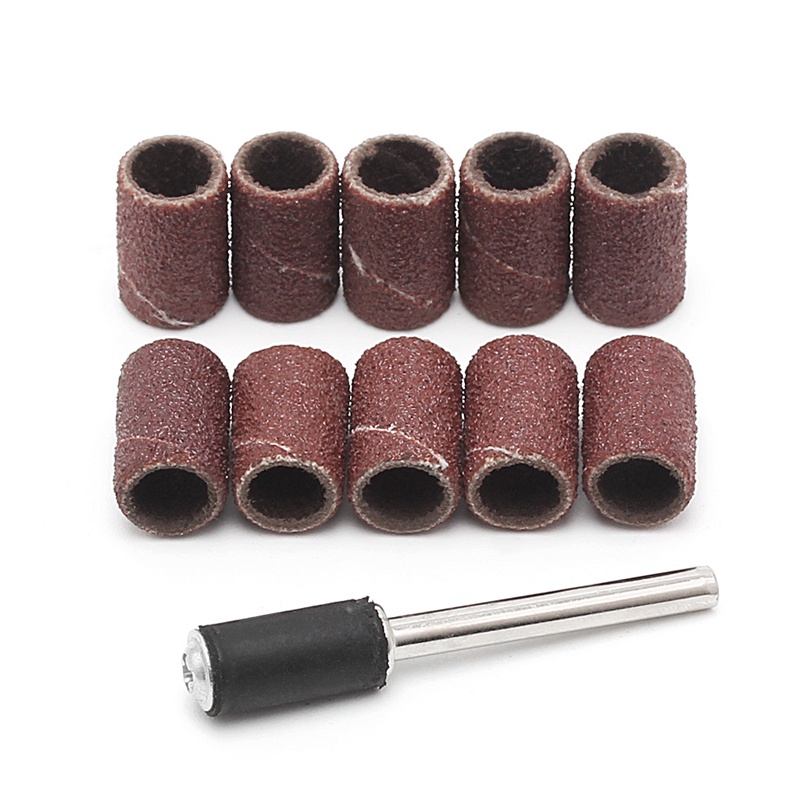 Bộ 10 Cái Giấy Nhám 6mm 120 Kích Thước 6mm# Ống Giấy Nhám + Mũi Khoan 3.17mm Bits