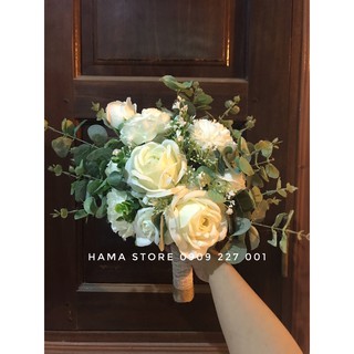BÓ HOA CƯỚI CẦM TAY CÔ DÂU MỘT MẶT HOA VẢI LỤA PHỐI LÁ TÁO TONE MÀU NHÃ NHẶN VINTAGE XU HƯỚNG CƯỚI