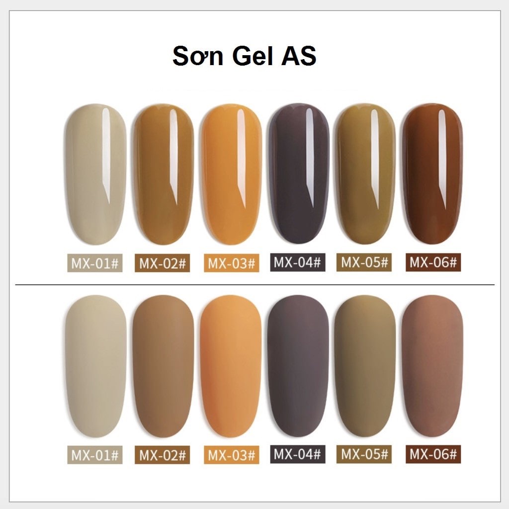 Sơn gel AS sơn móng tay gel màu vàng đất nâu đất xám trà sữa mã MX