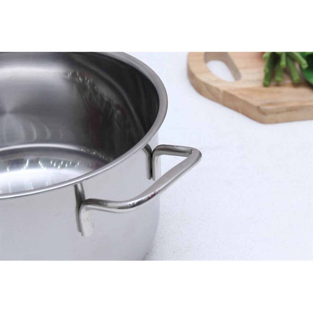 Nồi luộc gà inox 430 bếp từ 3 đáy Fivestar Standard 26cm nắp kính.tặng 1 vá canh inox
