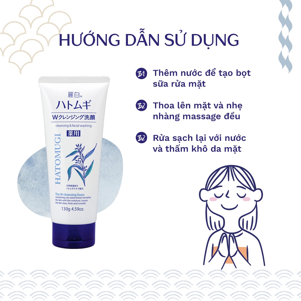 Sữa Rửa Mặt, Tẩy Trang 2 Trong 1 Reihaku Hatomugi W Cleansing Foam (130g) | BigBuy360 - bigbuy360.vn