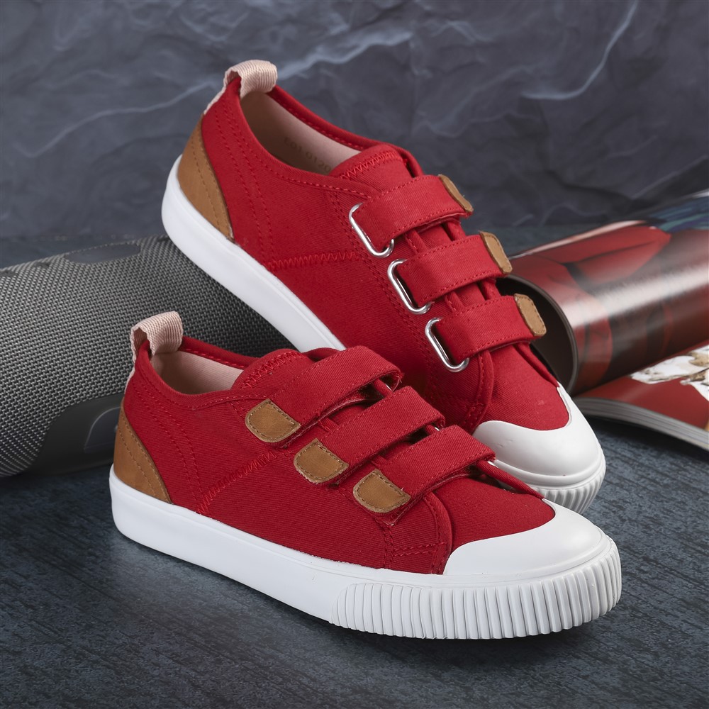 [MÃ WABR1512 GIẢM 12% ĐH 99K ]Giày Sneaker Vải Nữ DINCOX E01 Quai Dán Nữ Tính Red