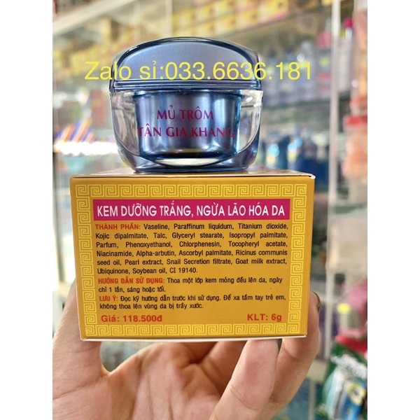 kem mủ trôm trắng da ,ngừa lão hoá da hủ 6g