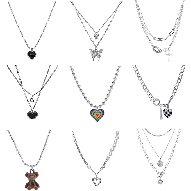 iF YOU Vòng cổ Mặt Hình Trái Tim/ Bướm/Ngọc Trai Thời Trang Vintage Cho Nữ