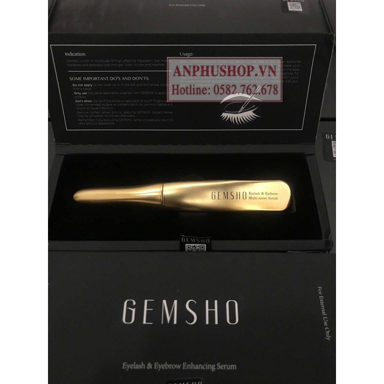 Serum dưỡng mi Gemsho Eyelash &amp; Eyebrow 3ml ( Hàng chính hãng)