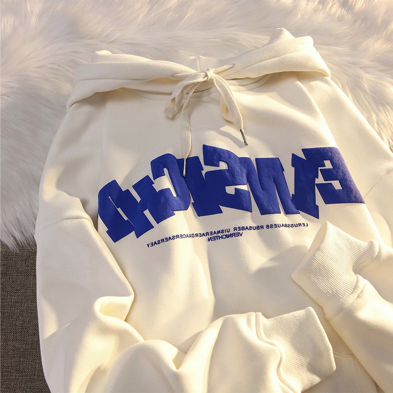 Áo Hoodie Tay Dài Chất Nhung Dày Dặn Giữ Ấm In Chữ Size S-3XL Thời Trang Đường Phố Cho Nữ
