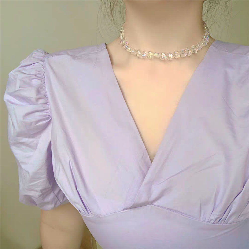 Dây chuyền trang trí mặt trái tim trong suốt thời trang