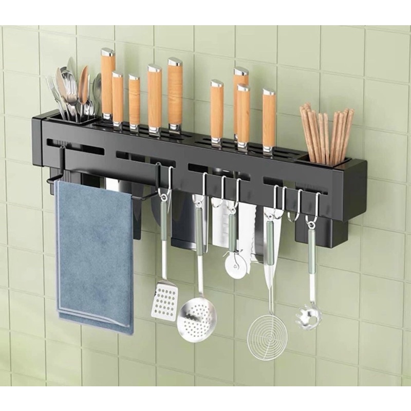 Giá để đồ nhà bếp, giá cài dao, thìa dài 43cm gắn tường, không gỉ ga năng tiện lợi