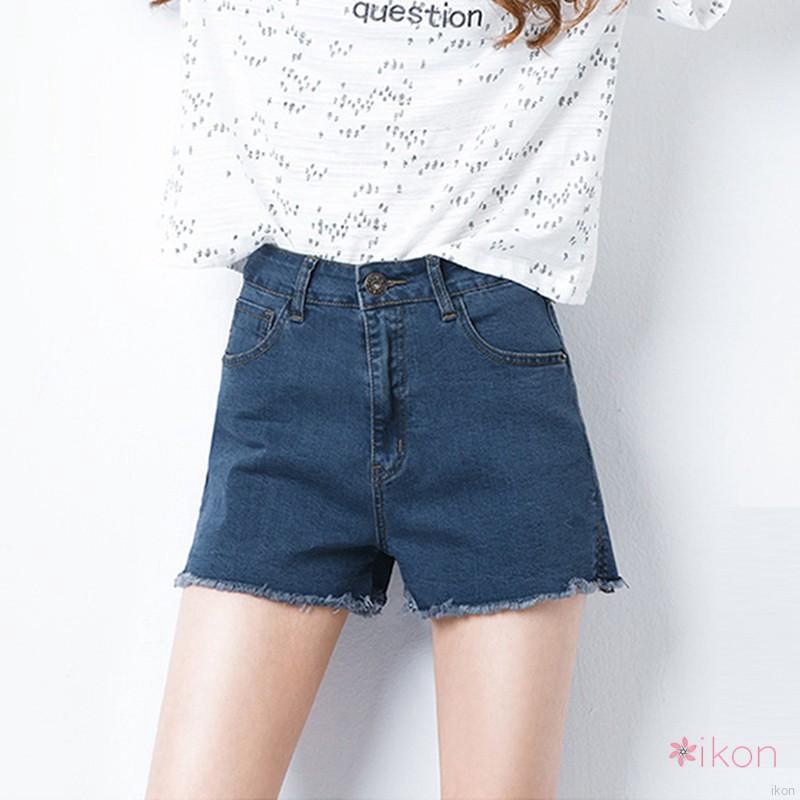Quần short denim lưng cao dáng rộng phong cách thời trang cho nữ