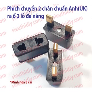 Phích chuyển 2 chân Anh (UK) ra ổ đa năng 2 lỗ