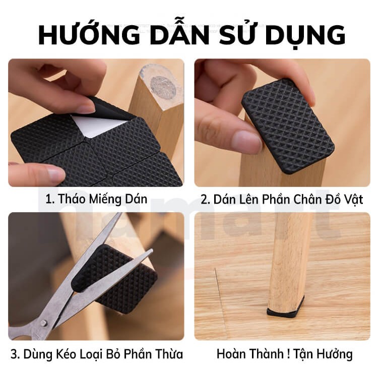 Miếng Dán Chân Bàn Ghế Chống Trượt Hamart Bọc Lót Chân Bàn Ghế Chống Ồn Chống Xước Nền Nhà