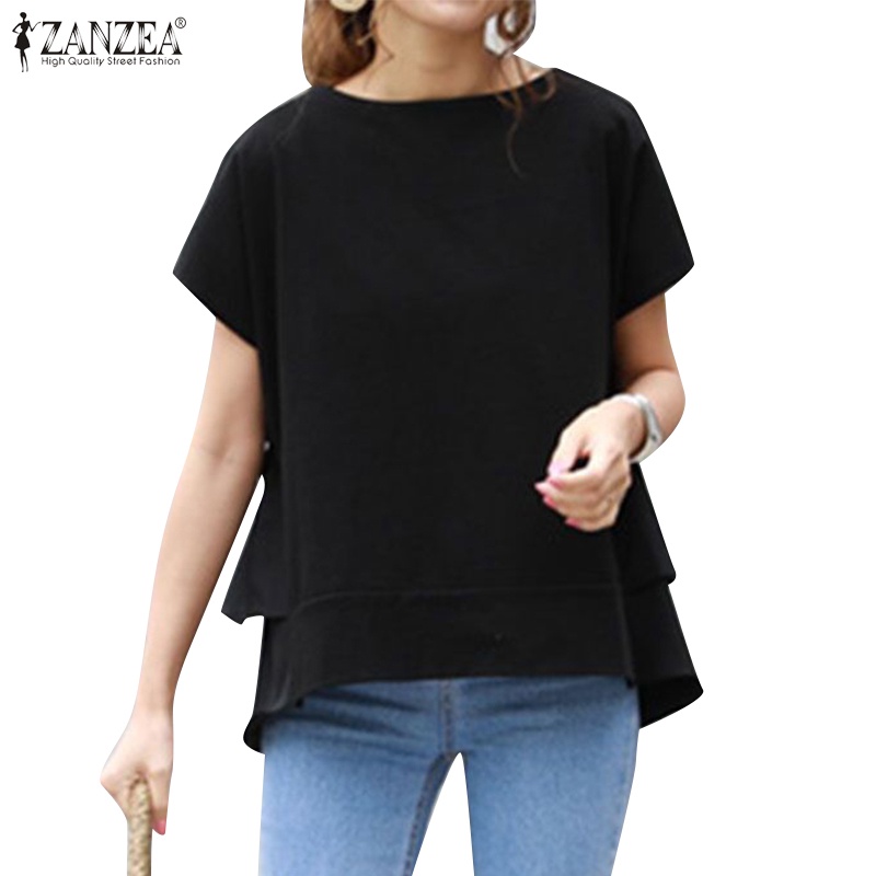 Zanzea Áo Thun Nữ Ngắn Tay Cổ Tròn Thời Trang Hàn