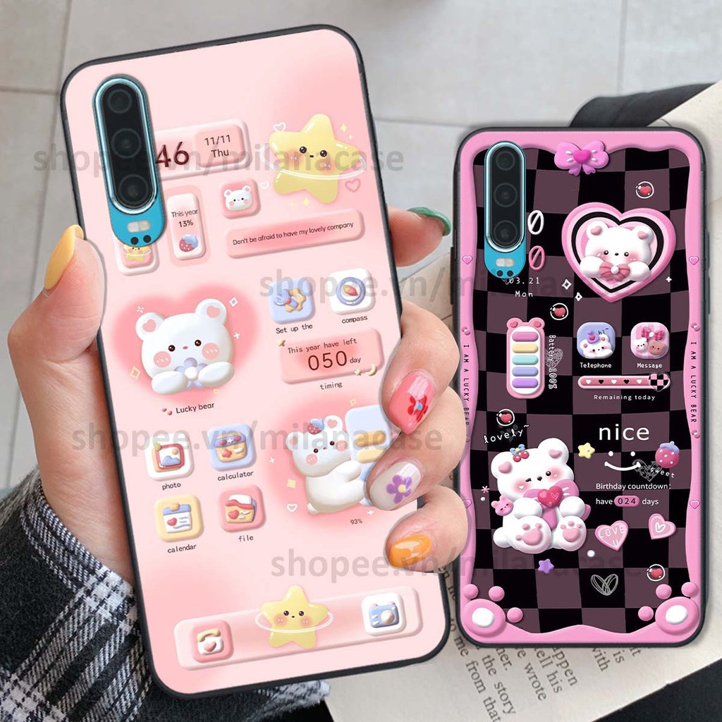 Ốp Huawei P30 / P30 Pro hình đồng hồ icon gấu mèo cute cực dễ thương ngộ nghĩnh