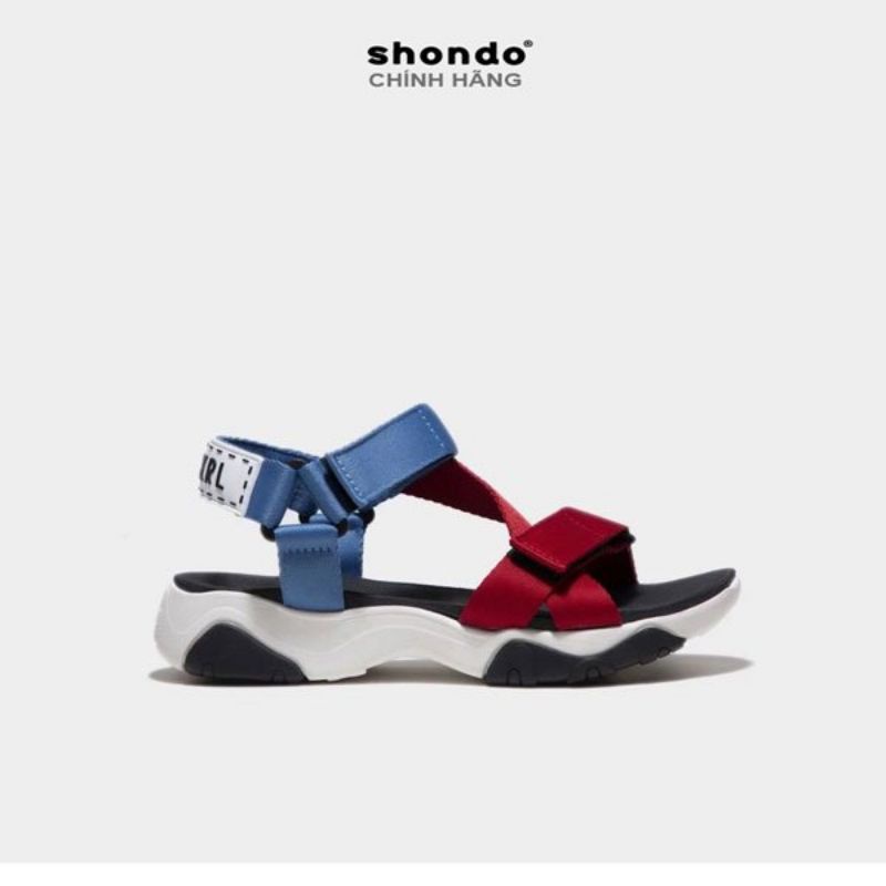 Giày Sandal Shondo Girly đế trắng quai đỏ phối xanh cender GIM0062