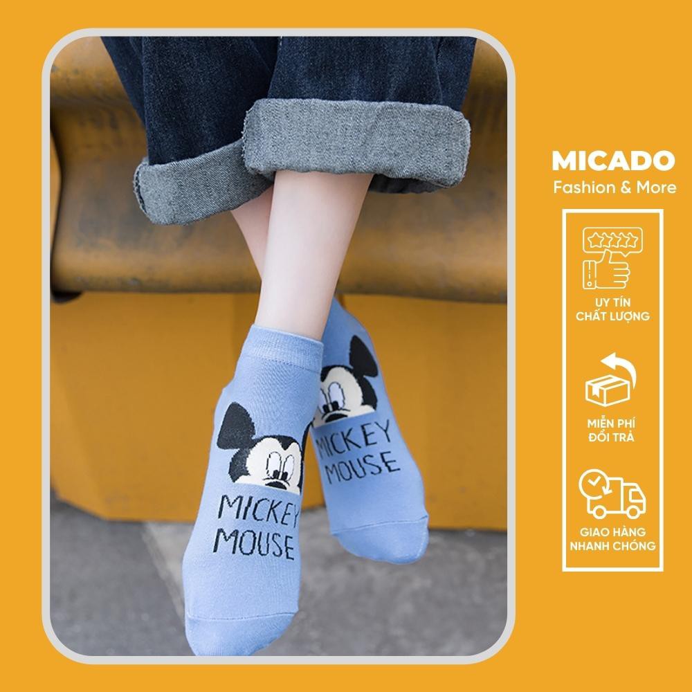 Set 5 đôi Tất vớ unisex cổ ngắn Vịt donald, Chuột Mickey, Cún Pluto phong cách trẻ trung Micado