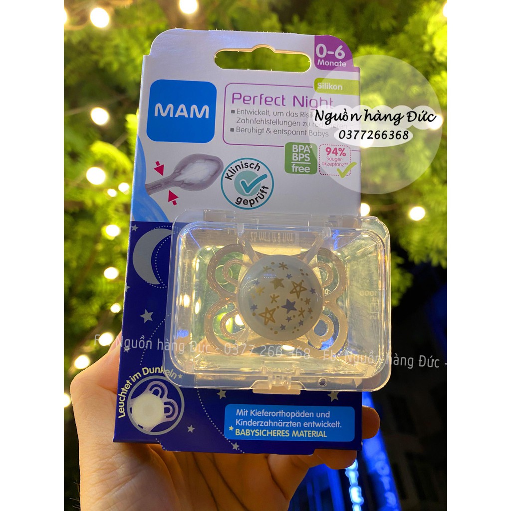 Ti giả MAM Đức 0-6m chỉnh nha cho bé - MAM Perfect Night  - Ty giả Nguồn hàng Đức