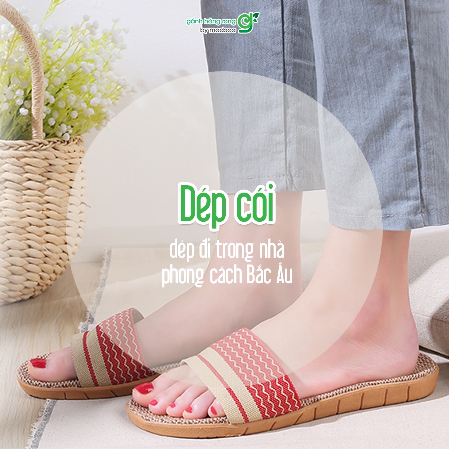 Dép cói đi du lịch,văn phòng,trong nhà phong cách Bắc Âu đế mềm nhẹ, êm tiện lợi