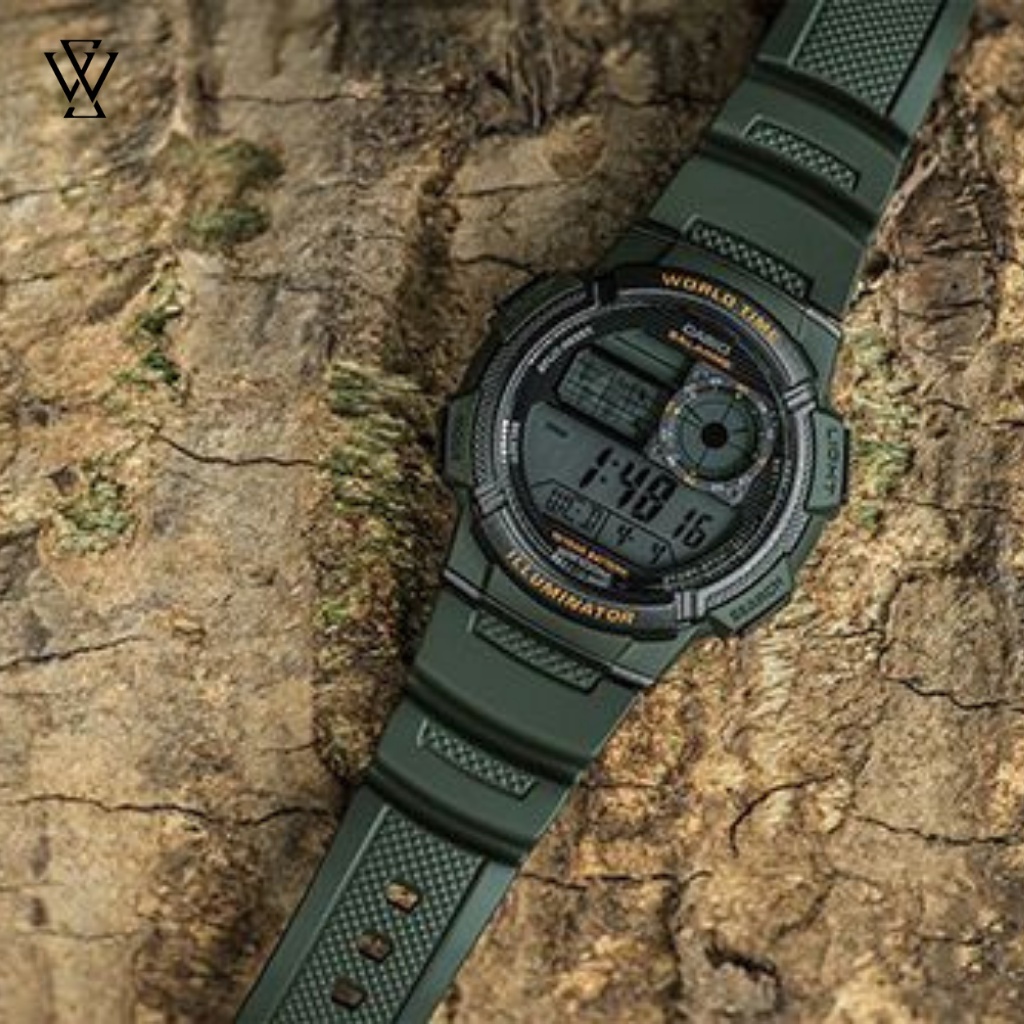 Đồng Hồ Điện Tử Nam Casio WATCHSTORE AE-1000W-3AVDF Thiết Kế Mặt Kính 43.8mm, Dây Đeo Và Vỏ Nhựa Đen Bền Bỉ