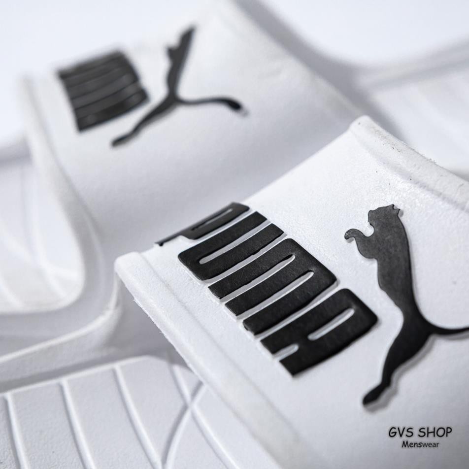 Dép Puma màu trắng logo đen  | Dép đúc liền khối không ngấm nước