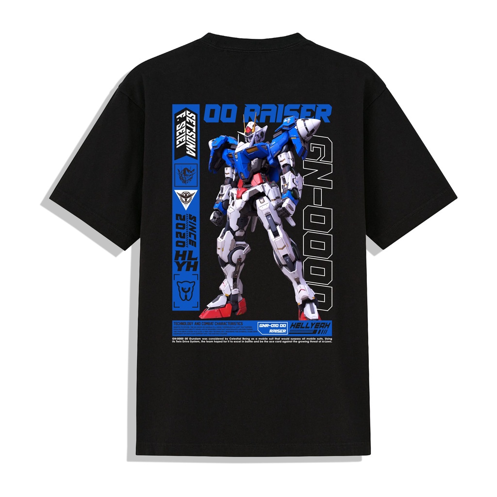 Áo Thun Unisex Tay Lỡ Form Rộng Hình Gundam 00Raiser - GN 0000 Design In 2 Mặt