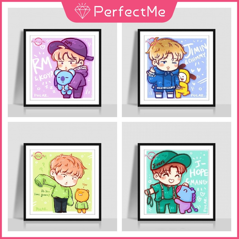 Tranh Đính Đá 5D Tự Làm Hình Nhóm Nhạc BTS 30x30cm