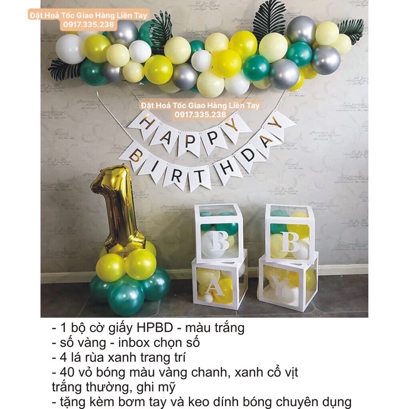 Set Bóng Phối Màu HPBD Dây Chữ Ánh Kim Y Hình Xinh
