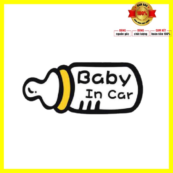 Sản phẩm  Tem Decal baby in the car phản quang dán đuôi xe AC30101 Giấy lụa PVC