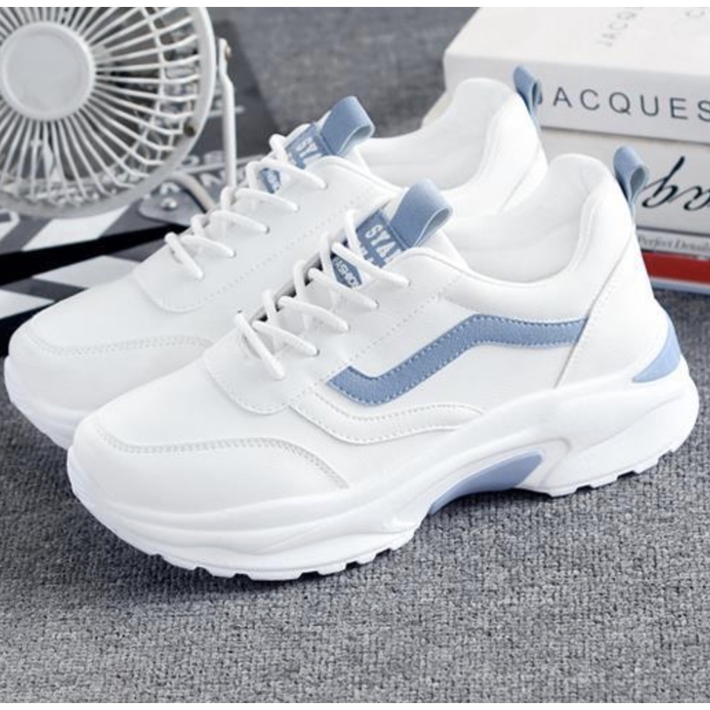 Hỗ trợ giao hàng nhanh_Giày the thao Sneaker Ulzzang phối đơn giãn mã số 3 viền xanh, mã số 4 viền hồng