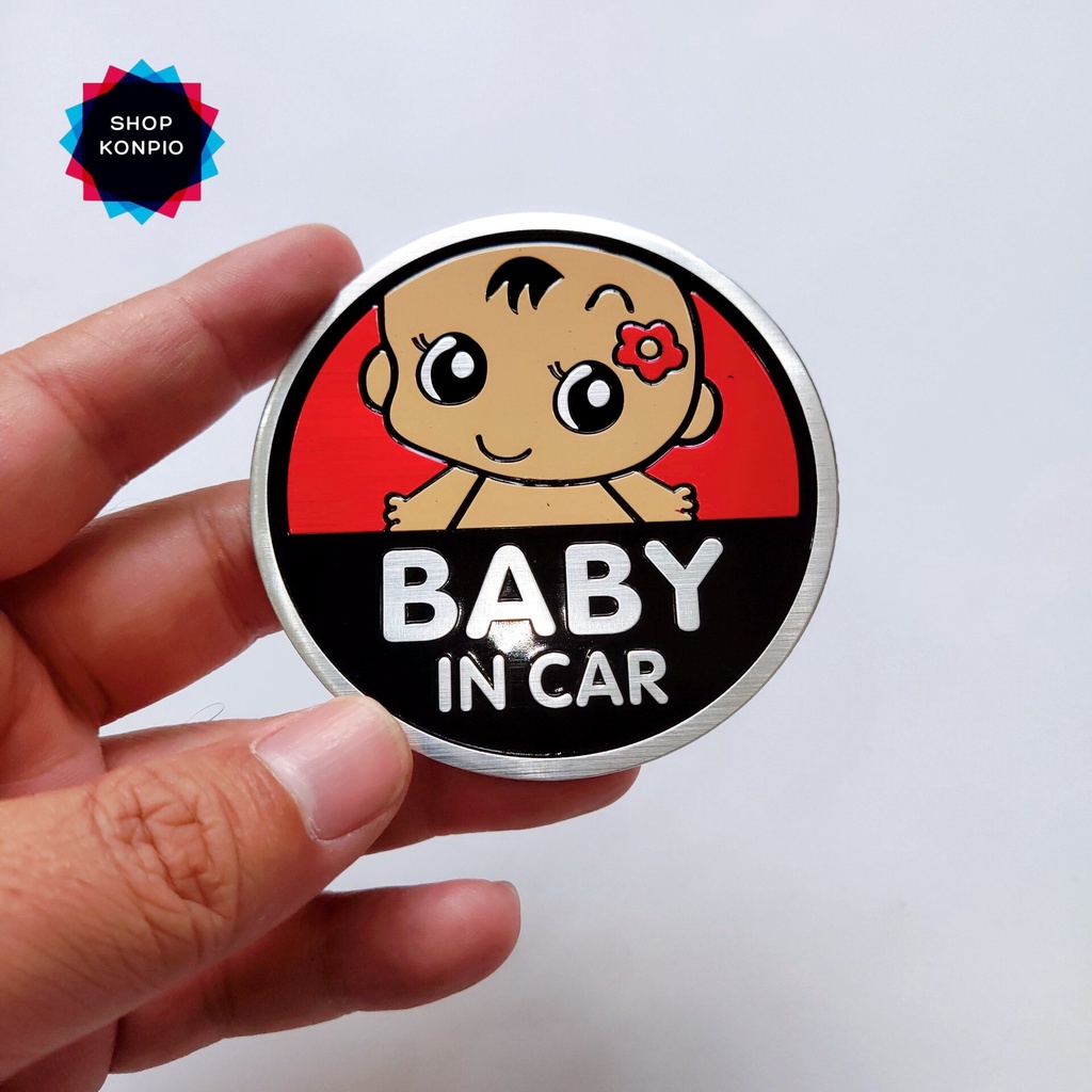 [Mã LIFEAUMAY giảm 10% tối đa 30k đơn 150k] Tem Nhôm Baby In Car Dán Xe Ô Tô Kích Thước 7.5 Cm Chống Thấm Chịu Nhiệt