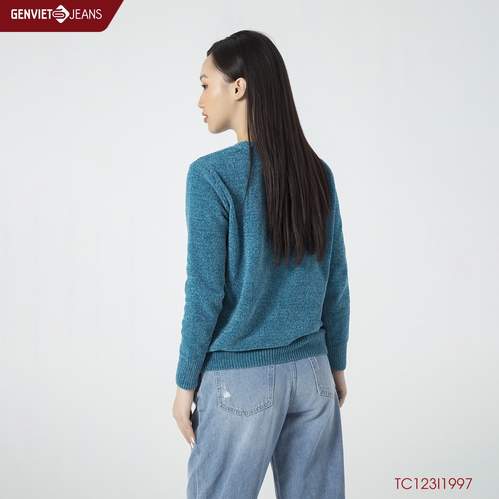 Áo Len Nhung Nữ Cổ Tròn Bo Gấu GENVIET TC123I1997 | BigBuy360 - bigbuy360.vn