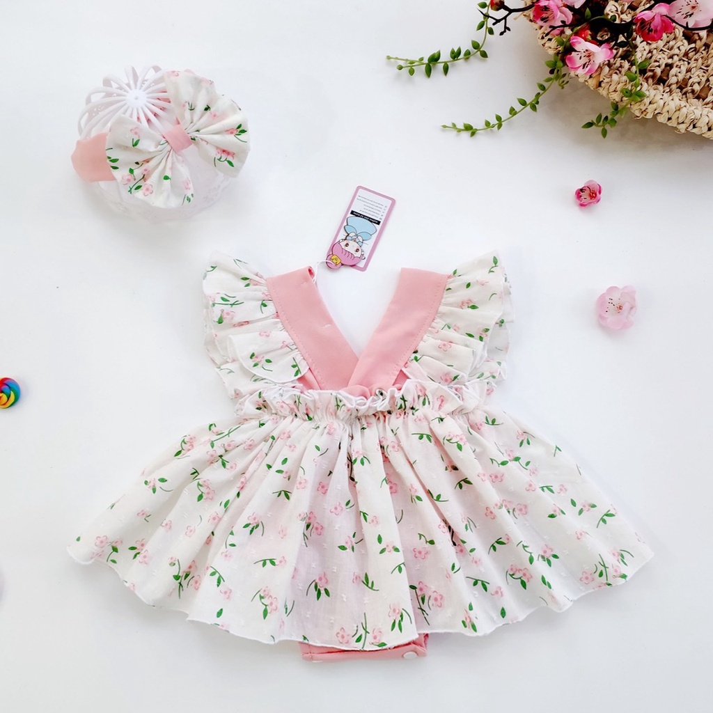 Body cho bé gái thiết kế [𝐅𝐑𝐄𝐄𝐒𝐇𝐈𝐏 + TURBAN] Su Shop body váy quả đỏ mới
