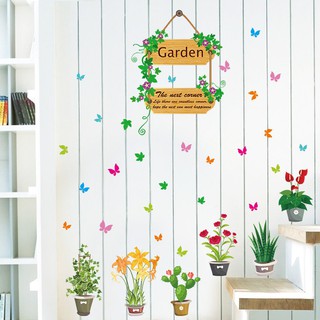 Miếng dán tường hình cây cối, chim chóc và hoa bướm