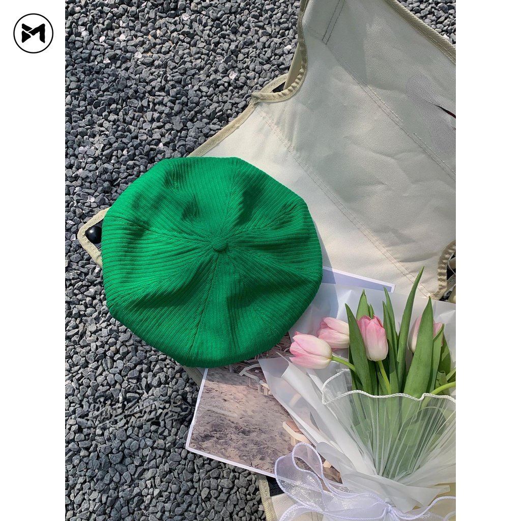 Mũ Beret Họa Tiết Sọc Thời Trang Retro Nhật Bản Cho Nữ