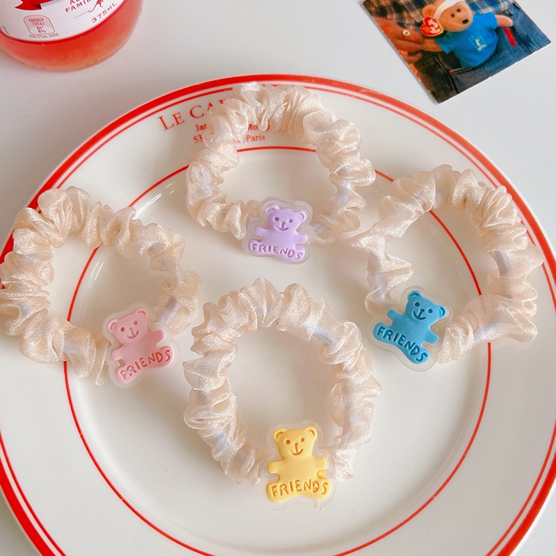 Dây Cột Tóc/Vòng Tay Hai Mặt Hình Gấu Hoạt Hình Dễ Thương Đa Năng Cho Cặp Đôi