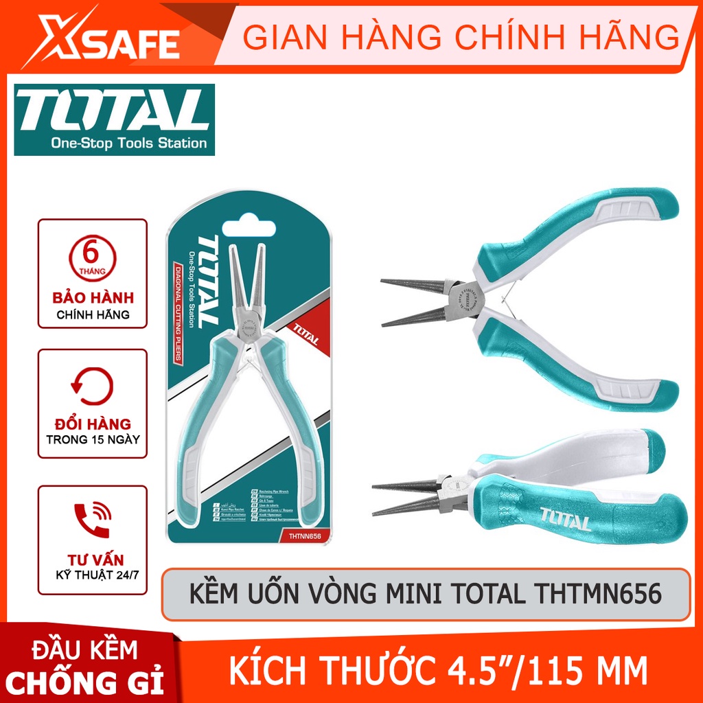 Kềm uốn vòng mini TOTAL THTMN656 Kìm uốn vòng kích thước 4,5&quot;/ 115mm, thép CR-V, tay cầm cách điện, bọc cao su