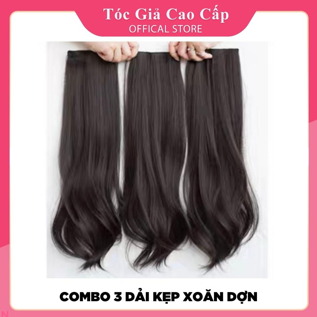 Tóc giả kẹp xoăn, combo 3 dải kẹp xoăn dợn đuôi nhẹ nhàng, 8226-P