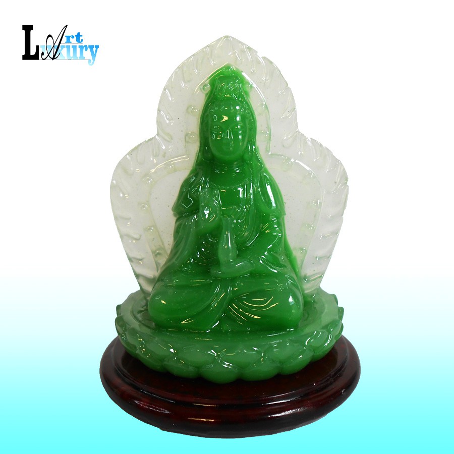 Tượng Phật Bà Quan Âm 2 mặt Xanh Ngọc để ô tô - Chất liệu nhựa Composite Cao Cấp Siêu Bền  TPT19  - Luxury Art